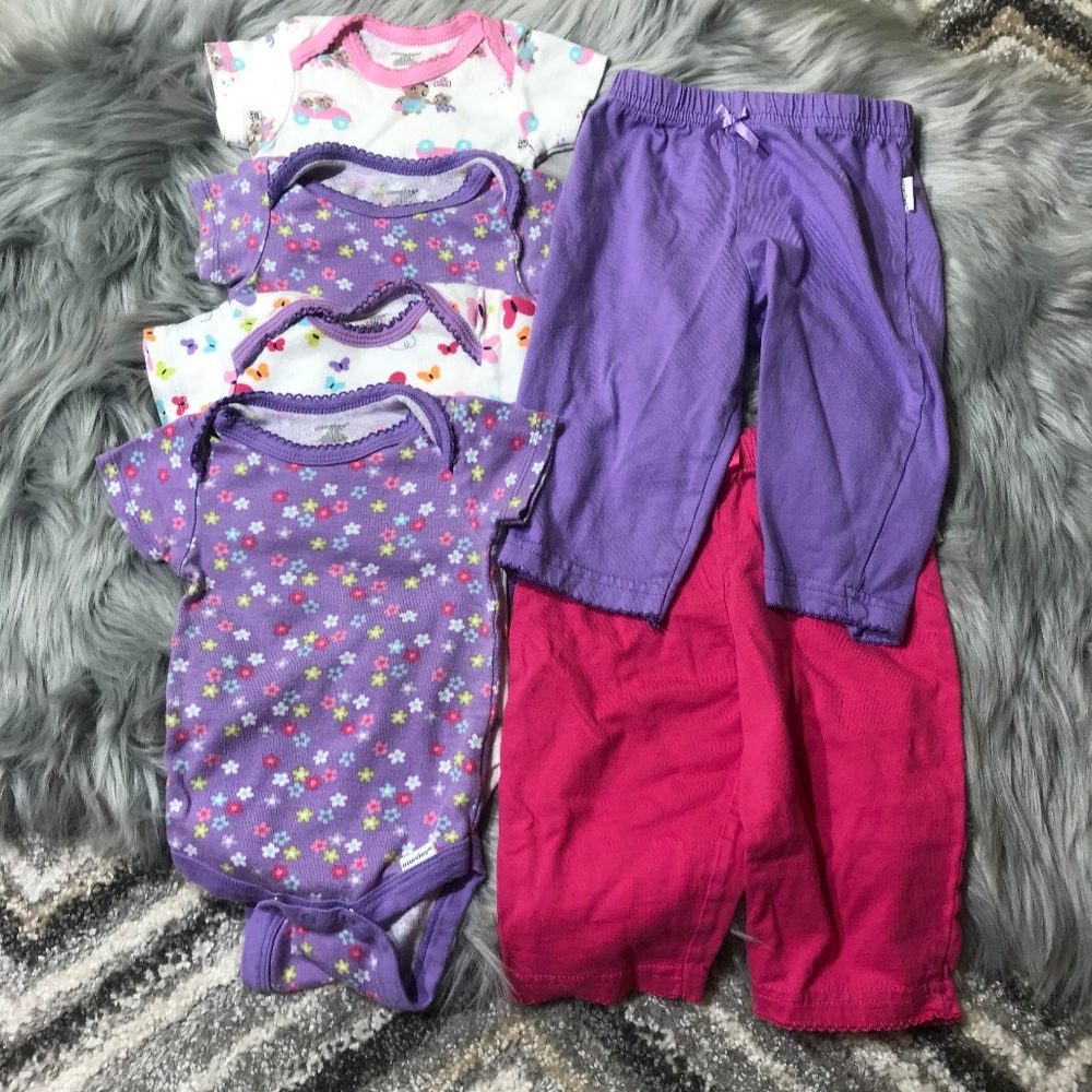 Gerber 6 piece onesie & pants girl 3-6M